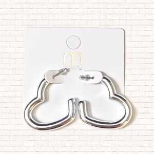Boutique silver tone heart shaped hoop earrings NEW OBO fashion jewelry
